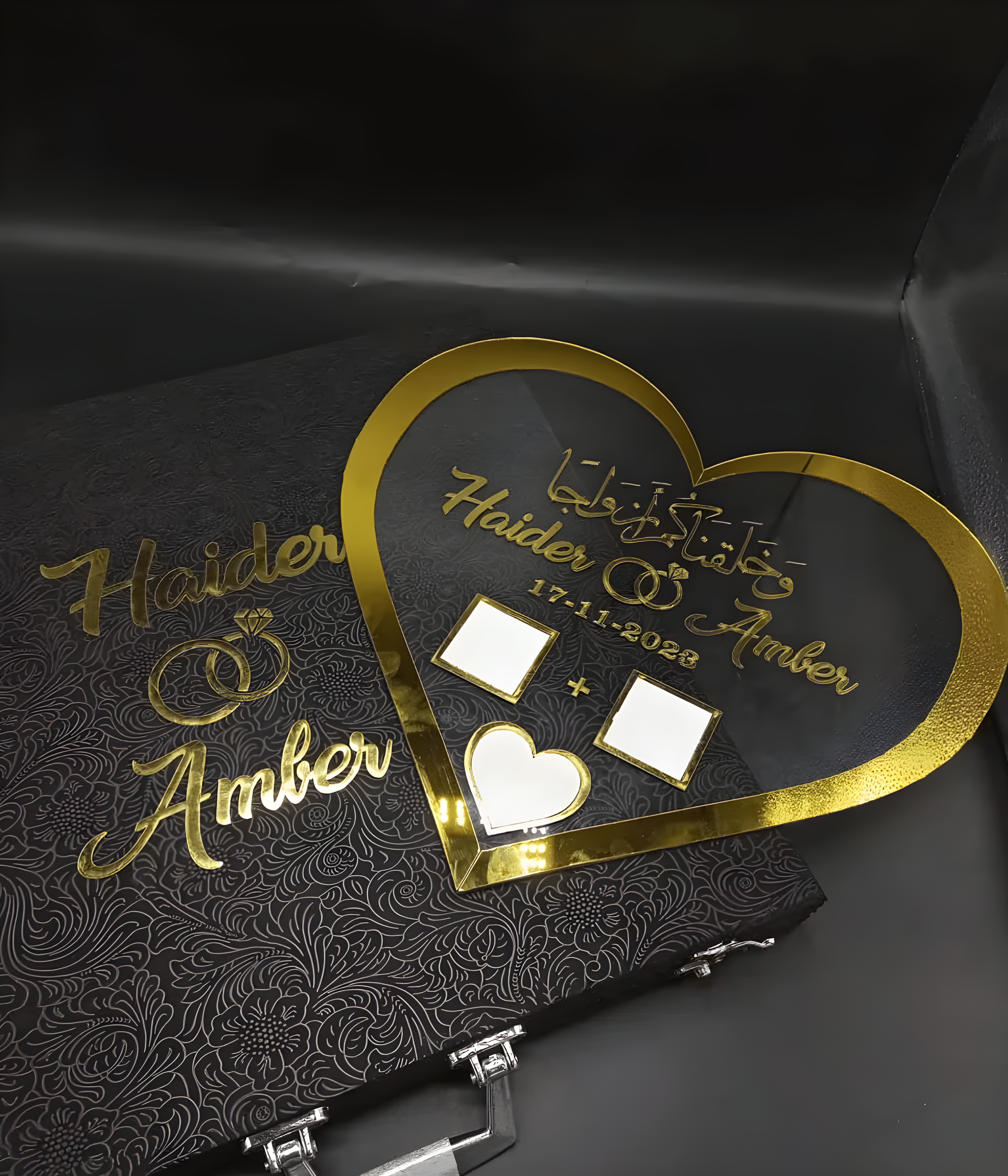 Acrylic Nikkah Thumb Board with Names & Date Unique Wedding Gift Keepsake