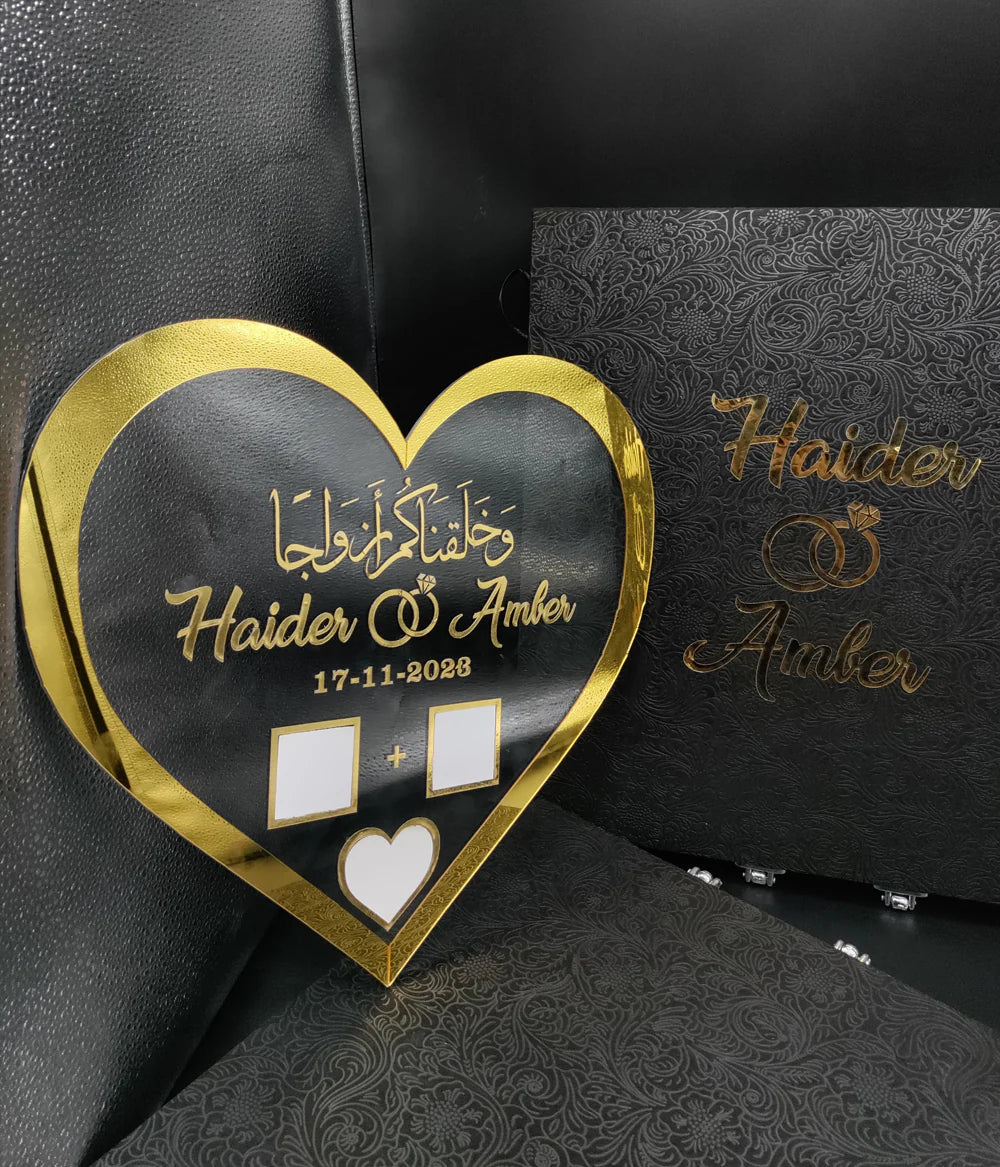 Acrylic Nikkah Thumb Board with Names & Date Unique Wedding Gift Keepsake