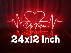Love Neon Sign Heartbeat Design with Personalized Name